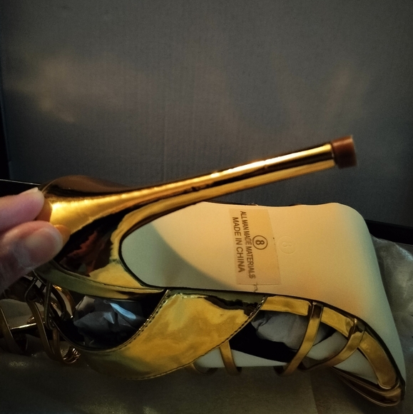 Women's gladiator heels sandals shoes golden color over the calf NWT CHOOSE SIZE - Picture 6 of 6